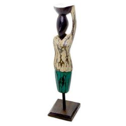 Bali Endeavor,'Hand Carved Albesia Wood Abstract Woman Statuette from Bali'
