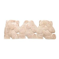 Three Wise Monkeys,'Whitewashed Wood Monkey Relief Panel from Bali'