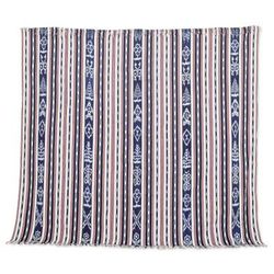 'Blue and Red Hand-Woven Cotton Throw Blanket with Stripes'