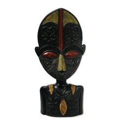 Father of Unity,'Sese Wood and Aluminum Plated Sculpture'