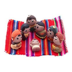 Mini Christmas in Peru,'Christmas Mini Nativity Scene Sculptures (7 Pieces)'