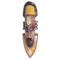 Noble King,'Regal Handcrafted African Sese Wood Mask from Ghana'