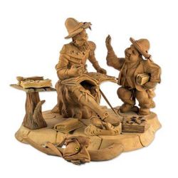Quixote with Sancho Panza,'Cedar Wood Don Quixote and Sancho Panza Sculpture'