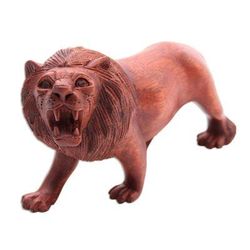 Menacing Lion,'Fair Trade Hand Carved Lion Sculpture'