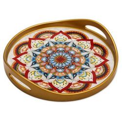 Healing Colors,'Artisan Crafted Reverse-Painted Glass Tray'