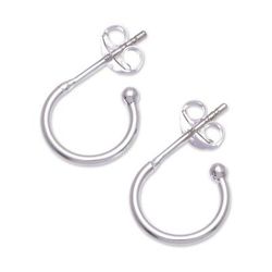 Classic Crescent,'Artisan Crafted Sterling Silver Half Hoop Earrings'