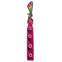 'Handmade Floral Bird-Themed Copal Wood Bookmark from Mexico'