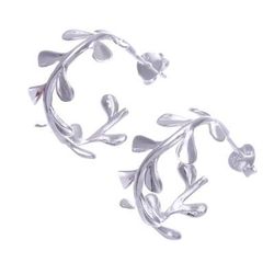 'Sterling Silver Half-Hoop Olive Earrings Crafted in Thailand'