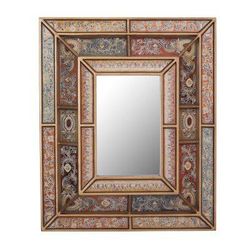 Colonial Charm,'Floral Reverse-Painted Glass Wall Mirror from Peru'