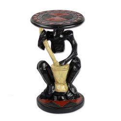 A Great Man,'Hand-Carved Cedar Wood Accent Table from Ghana'