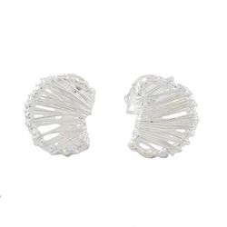Unseen Moons,'Thai Artisan Sterling Silver Wire Wrapped Moon Stud Earrings'