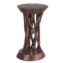 Red Wood,'Red Cedar Wood Accent Table Crafted in Ghana'