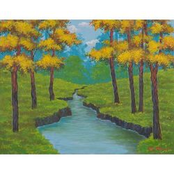 Earth's Vein,'Acrylic on Canvas Impressionist Landscape Painting from Java'