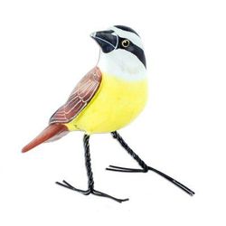 Great Kiskadee,'Guatemalan Handcrafted Posable Ceramic Kiskadee Figurine'