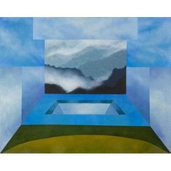 Cold, Cold,'Costa Rican Geometric Themed Mountain Landscape Painting'