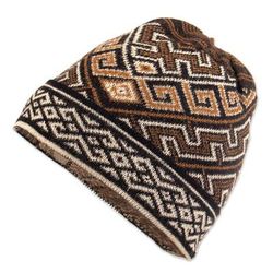 Inca Waves,'Soft 100% Baby Alpaca Hat with Traditional Inca Pattern'