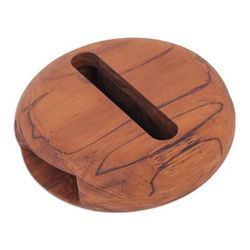 Dorayaki,'Round Teakwood Phone Speaker Hand-Carved in Thailand'