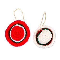 Holiday Sombreros,'Hand Crocheted Sombrero Christmas Ornaments (Pair)'