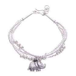 Little Karen Elephant,'Thai Karen Hill Tribe Silver Elephant Bracelet'