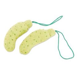 Christmas Pickle,'Pair of Handcrafted Wool Felt Pickle Ornaments from India'