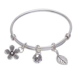 Garden Sounds,'Sterling Silver Garden-Motif Charm Bracelet'