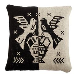 'Two-Tone Cotton Blend Bird Cushion Cover Hand-Woven in Peru'