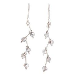 Crystal Sparkle,'Crystal Bead Dangle Earrings With Sterling Silver Hooks'