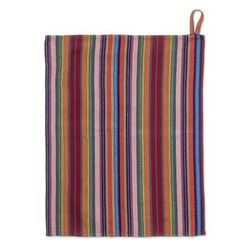 'Colorful Striped Cotton Dish Towel Hand-Woven in Guatemala'