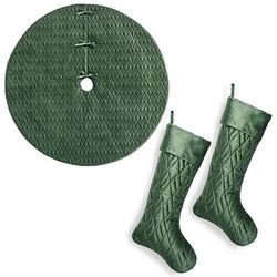 Marquette Fern Green Tree Skirt & Stocking Set - Frontgate - Christmas Decorations