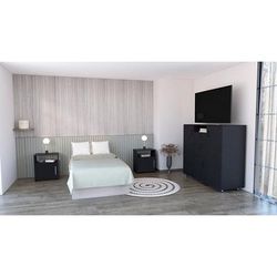 Newport 3 Piece Bedroom Set, Milano Double Door Cabinet Dresser + 2 Omaha Nightstands, Black - Depot E-Shop CBED109