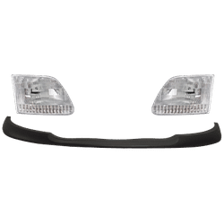 2002 Ford F-150 4-Piece Kit Driver and Passenger Side Headlights with Bumper Trims, with Bulbs, Halogen