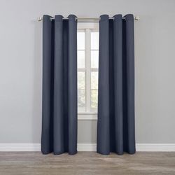 Wide Width BH Studio Microfiber Grommet Panel by BH Studio in Smoke Blue (Size 50" W 96" L)