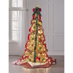 Fully Decorated Pre-Lit 6 Pop-Up Christmas Tree by BrylaneHome in Champagne