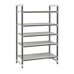 Cambro EXU243672V5480 36" NSF 5-Tier Polymer Shelf Kit - Camshelving Elements XTRA, 24"W, 72"H, Gray