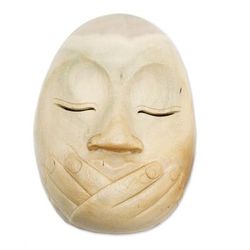 Wordless,'Hibiscus Wood Modern Mask'