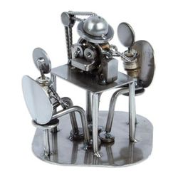 'Rustic Eye Exam' - Artisan Crafted Recycled Metal Rustic Optometrist Sculpture