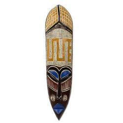 Adaptability,'Colorful Hand Carved Adinkra Symbol African Mask'