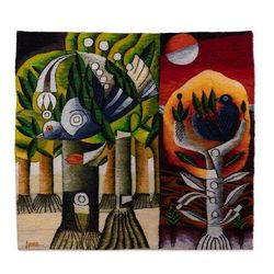 Natural Beauty,'Large Wool Nature-Themed Tapestry'
