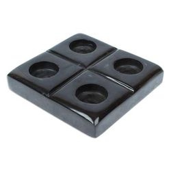 Sparkles & Mystery,'Black Natural Onyx Tealight Candleholder Crafted in Mexico'