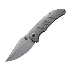 We Knife Co Ltd Riff-Raff SW Folding Knife 4.13in Closed 3.13in Stonewash CPM-20CV Stainless Steel Blade Stonewash Titanium Handle Nylon Case