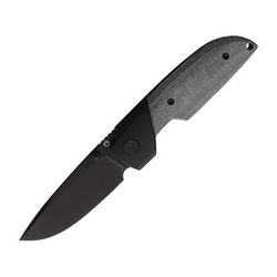 Matsey Basilisk Black Folding Knife 4.13in Closed 3in Black Stonewash Bohler M390 SS Blade Black Canvas Micarta Handle BASILISK-BLK-TI-BLK