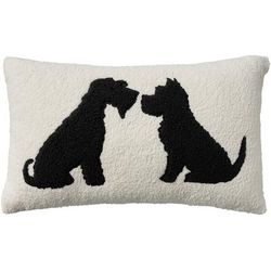 "Mina Victory Pet Pillows & Access Sherpa Dog Silhouett Black Throw Pillows 12" x 21" - Nourison 798019013523"