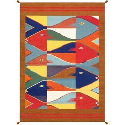 Canvello Tuscany Collection Reversible Wool Multicolor Area Rug- 5' 1'' X 7' 3'' - Multi - 5' 1'' X 7' 3''