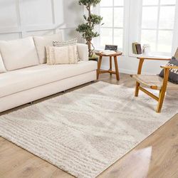 Galaxy Shag 7'10" x 10'3" Light Beige/Cream Area Rug - Hauteloom