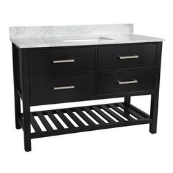 Randolph Morris Everett 48 Inch Oak Console Vanity with Rectangular Undermount Sink - Black RMFED-48BK-1SWH