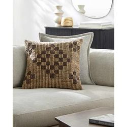 Ramya 22" Square Jute Dark Brown/Brick Red/Camel/Light Wood/Desert Tan/Gray Throw Pillow - Boutique Rugs