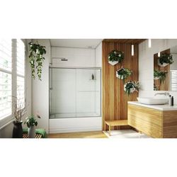 Dreamline DreamLine Alliance Pro LT 56 - 60 inch W x 57 3/8 inch H Semi-Frameless Bypass Tub Door in Brushed Nickel and Clear Glass TDAT60W570VXX04