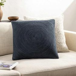 Leora 18" Square Modern Wool Onyx/Ink/Steel Gray/Charcoal/Light Silver Throw Pillow - Boutique Rugs