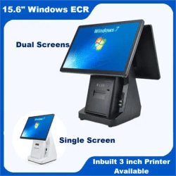 Sistema POS Windows da 15.6 pollici i3 i5 Win10 registratore di cassa Touch Screen con stampante