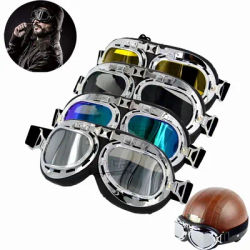 Occhiali da moto retrò Occhiali da moto Pilota Steampunk Vintage ATV Biker Scooter Cruiser Jet Casco Ciclismo Occhiali da sole da sci
